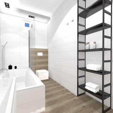 Projekt wąskiej i długiej łazienki z wanną